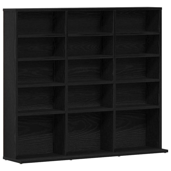 CD-Schrank Schwarz Eichen-Optik