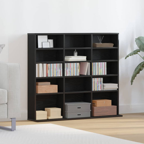 CD-Schrank Schwarz Eichen-Optik