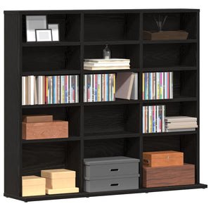 CD-Schrank Schwarz Eichen-Optik