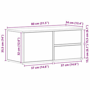 TV-Schrank Schwarz Eichen-Optik 80 cm