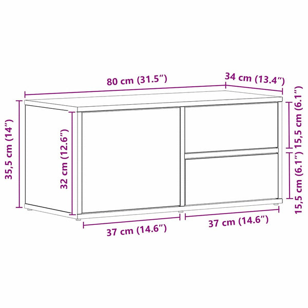 TV-Schrank Schwarz Eichen-Optik 80 cm