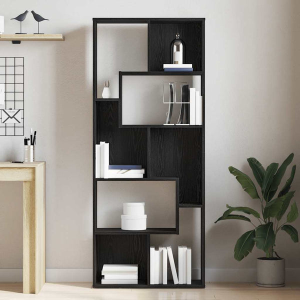 Schwarzes Bücherregal Eichen-Optik 161 cm