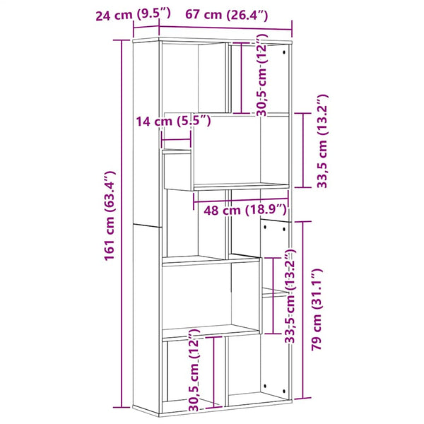 Schwarzes Bücherregal Eichen-Optik 161 cm