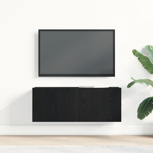 TV-Schrank Schwarz Eichen-Optik 80 cm