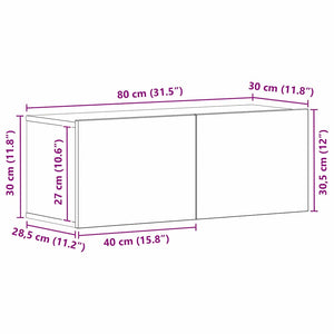 TV-Schrank Schwarz Eichen-Optik 80 cm