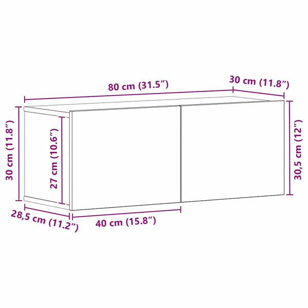 TV-Schrank Schwarz Eichen-Optik 80 cm