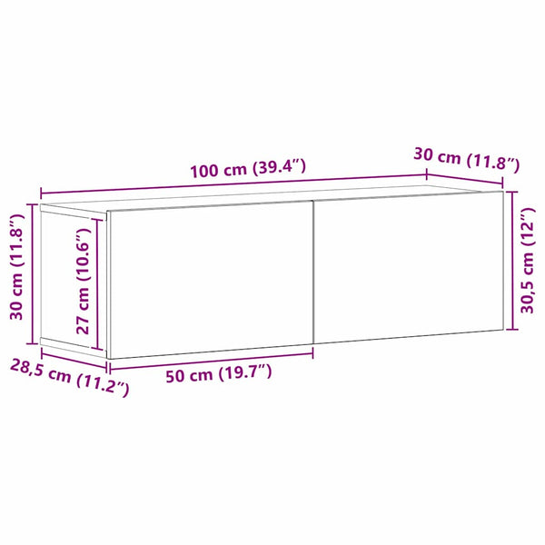 TV-Schrank Schwarz Eichen-Optik 100 cm