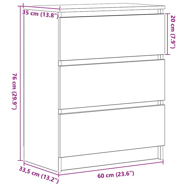 Sideboard Schwarz Eichen-Optik 60 cm