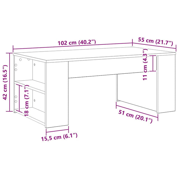 Schwarzer Couchtisch Eichenoptik 102 cm