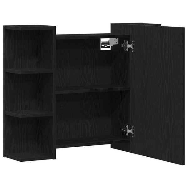 Spiegelschrank mit Regal Eichen-Optik Schwarz 80cm