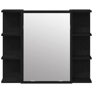 Spiegelschrank mit Regal Eichen-Optik Schwarz 80cm