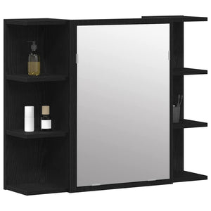 Spiegelschrank mit Regal Eichen-Optik Schwarz 80cm