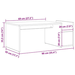 Couchtisch Schwarz Eichenoptik 90x45 cm