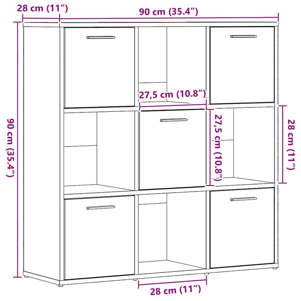 vidaXL Bibliothèque Chêne Noir 90x28x90 cm Bois d'ingénierie