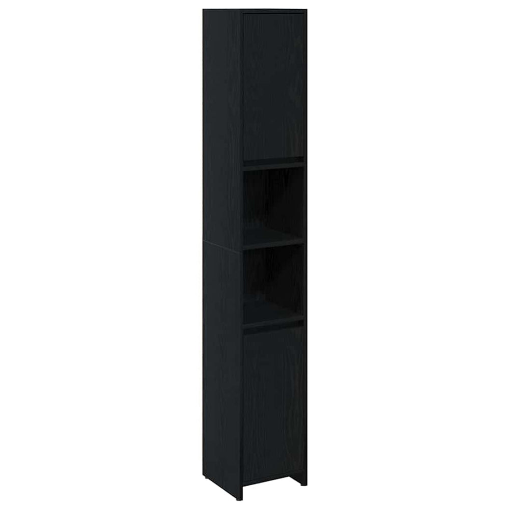 Schwarzer Badezimmerschrank Eichen-Optik
