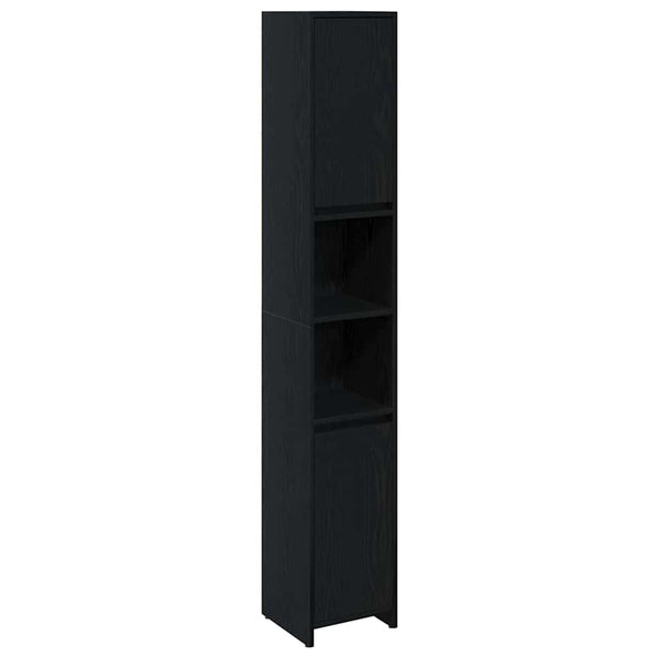 Schwarzer Badezimmerschrank Eichen-Optik