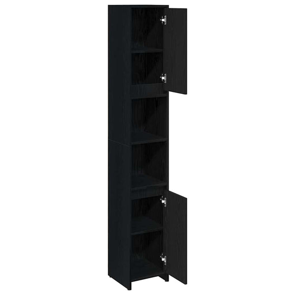 Schwarzer Badezimmerschrank Eichen-Optik
