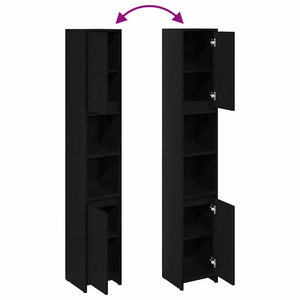 Schwarzer Badezimmerschrank Eichen-Optik