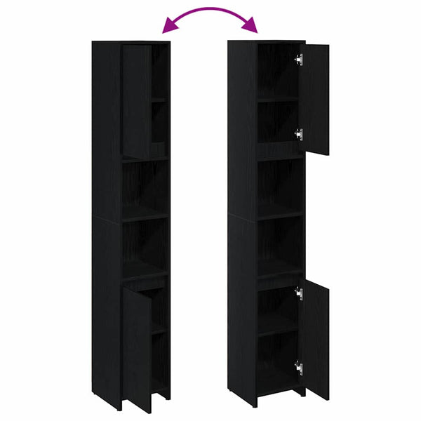Schwarzer Badezimmerschrank Eichen-Optik