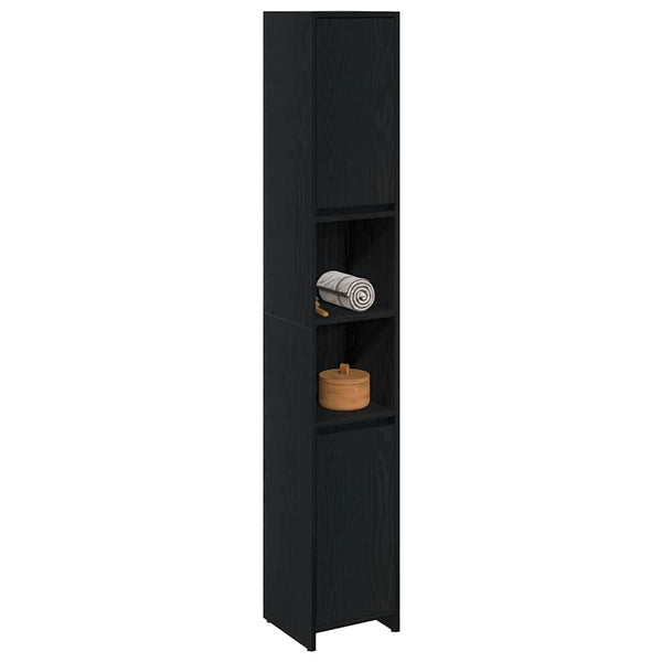 Schwarzer Badezimmerschrank Eichen-Optik
