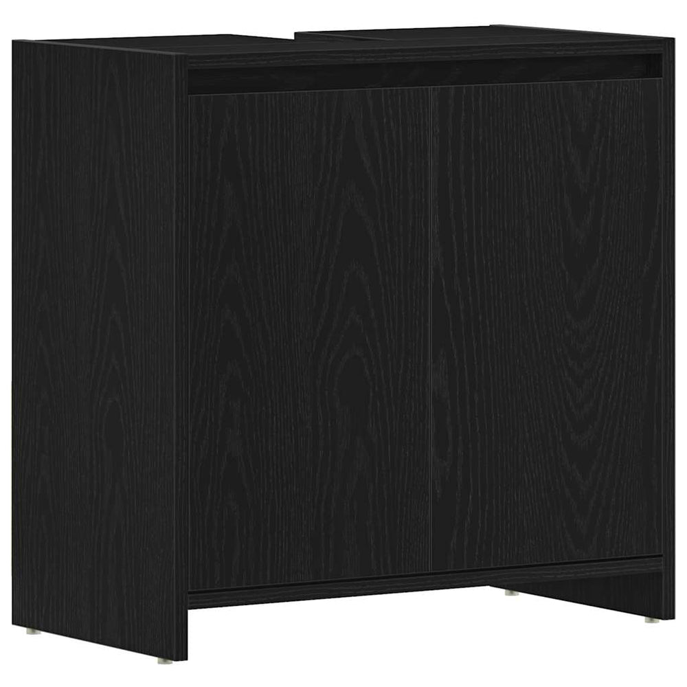 Badschrank Schwarz Eichen-Optik 60 cm