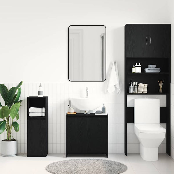 Badschrank Schwarz Eichen-Optik 60 cm