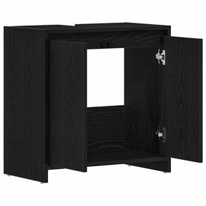 Badschrank Schwarz Eichen-Optik 60 cm