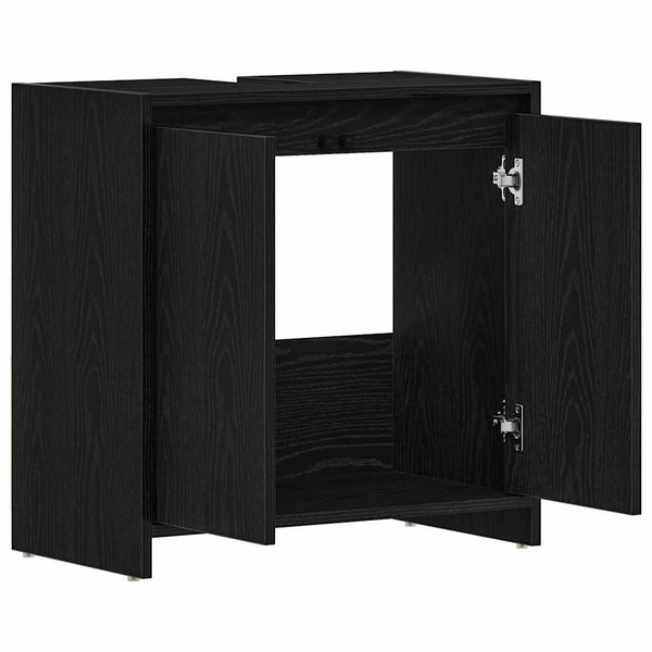Badschrank Schwarz Eichen-Optik 60 cm