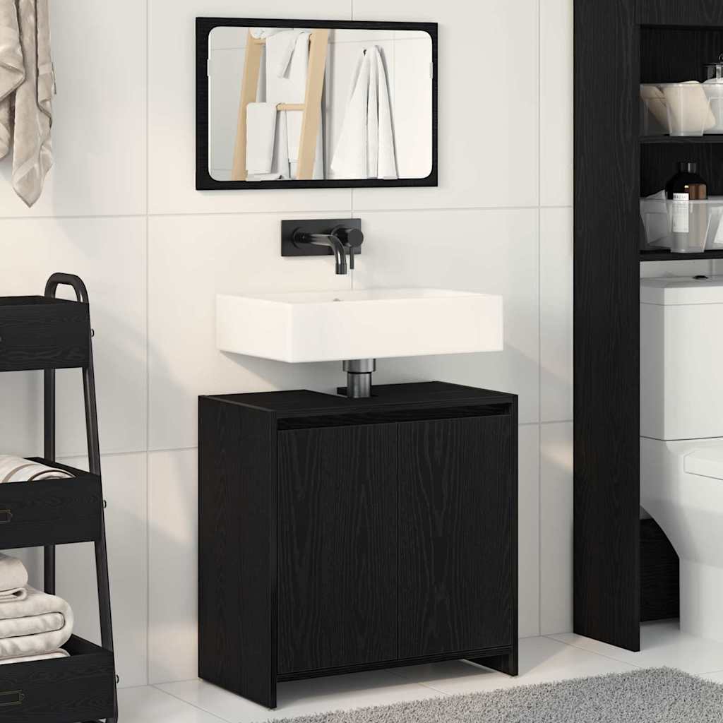 Badezimmerschrank Schwarz Eiche 60x60 cm