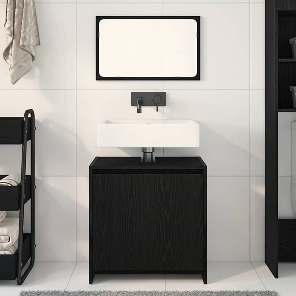 Badezimmerschrank Schwarz Eiche 60x60 cm