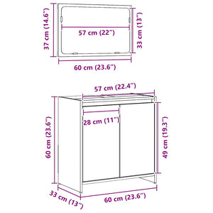 Badezimmerschrank Schwarz Eiche 60x60 cm