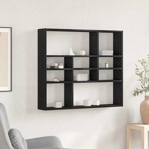 Wandregal Schwarz Eichenoptik 90 cm