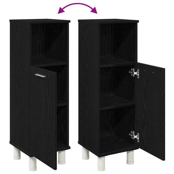 Badezimmerschrank Schwarz Eichenoptik 30x30x95cm