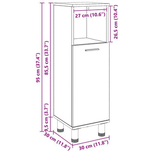 Badezimmerschrank Schwarz Eichenoptik 30x30x95cm