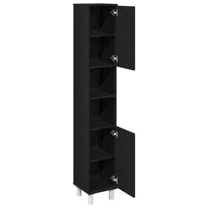 Badezimmerschrank Schwarz Eichen-Optik 30x30x179 cm