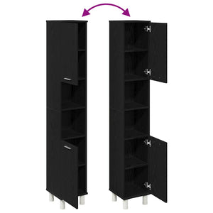 Badezimmerschrank Schwarz Eichen-Optik 30x30x179 cm