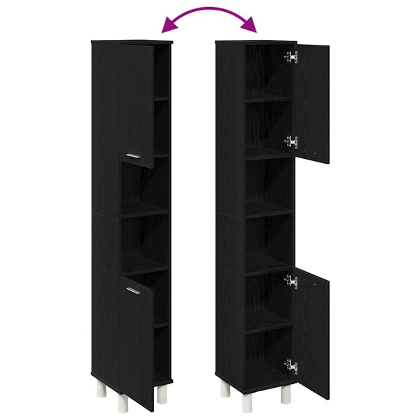 Badezimmerschrank Schwarz Eichen-Optik 30x30x179 cm
