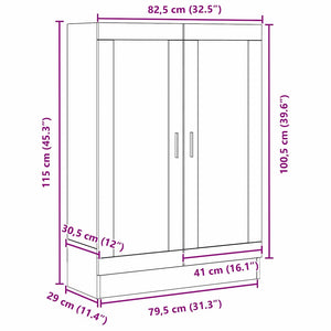 Bücherregal Schwarz Eichen-Optik 115 cm