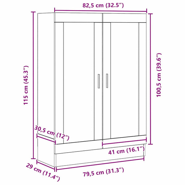 Bücherregal Schwarz Eichen-Optik 115 cm