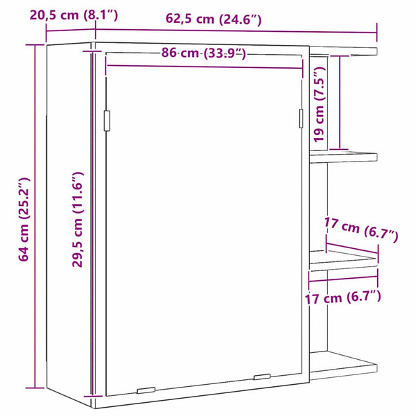 Badezimmerspiegelschrank Schwarz Eichenoptik