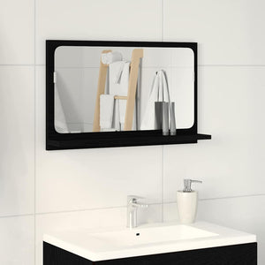 Spiegelablage mit Regal, Schwarz Eiche, 60cm
