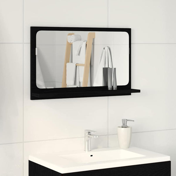 Spiegelablage mit Regal, Schwarz Eiche, 60cm