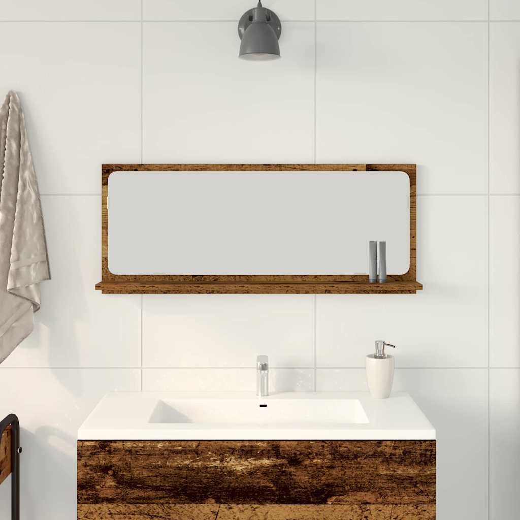 Spiegelablage mit Regal Altholz 90cm
