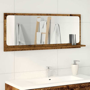 Spiegelablage mit Regal Altholz 90cm