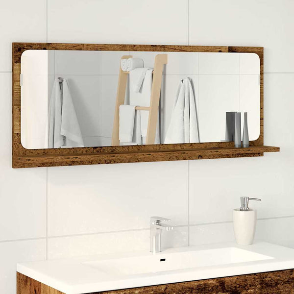 Spiegelablage mit Regal Altholz 90cm