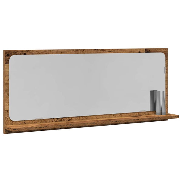 Spiegelablage mit Regal Altholz 90cm