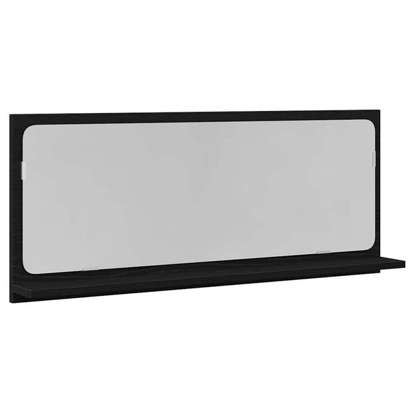 Spiegelablage mit Regal, Schwarz Eiche, 90cm
