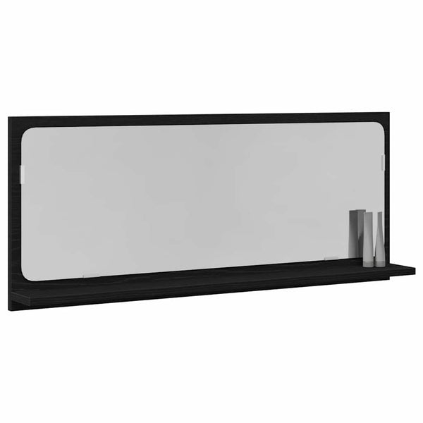 Spiegelablage mit Regal, Schwarz Eiche, 90cm