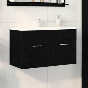 Waschbeckenunterschrank Schwarz Eichenoptik 100cm