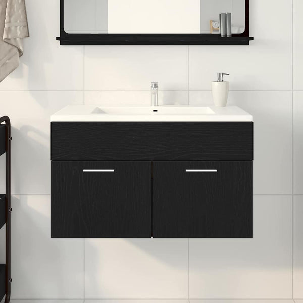 Waschbeckenunterschrank Schwarz Eichenoptik 100cm